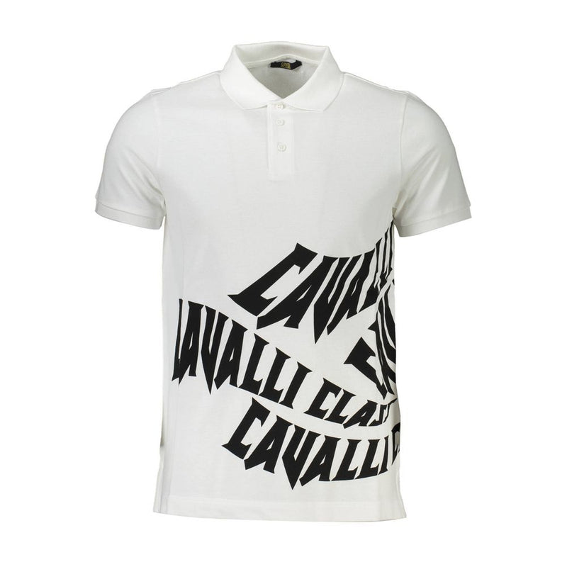 Polo homme en coton blanc Cavalli Class