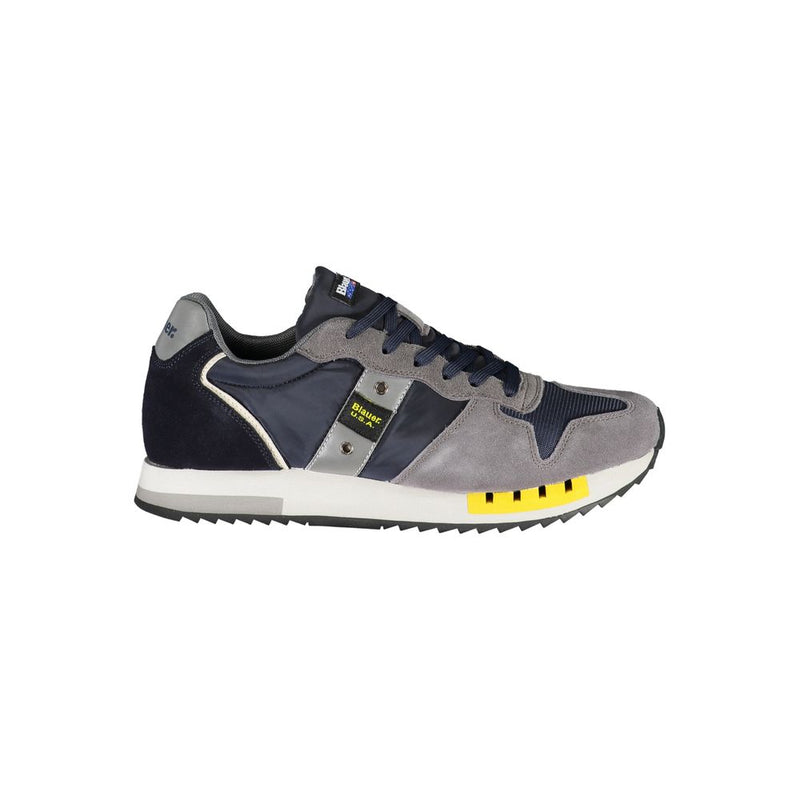 Blauer Elevate Your Step: Sneakers en Cuir Bleu Contrasté