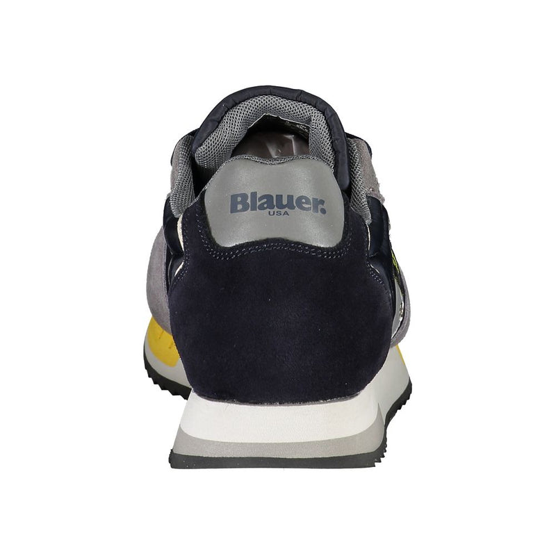Blauer Elevate Your Step: Sneakers en Cuir Bleu Contrasté