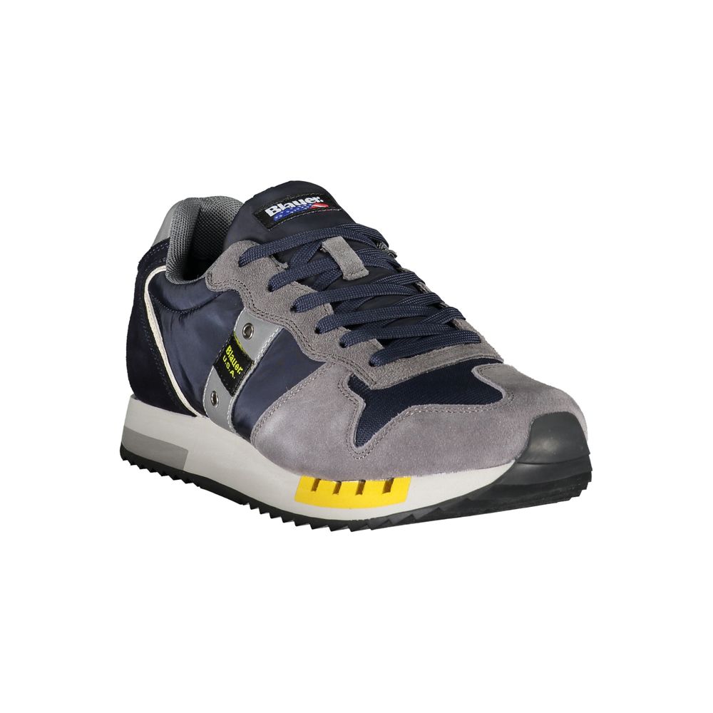 Blauer Elevate Your Step: Sneakers en Cuir Bleu Contrasté