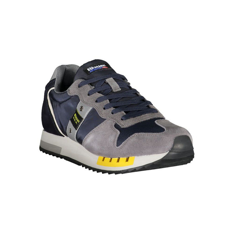 Blauer Elevate Your Step: Sneakers en Cuir Bleu Contrasté