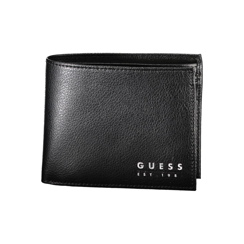 Portefeuille Guess Jeans Chic en cuir noir à deux compartiments