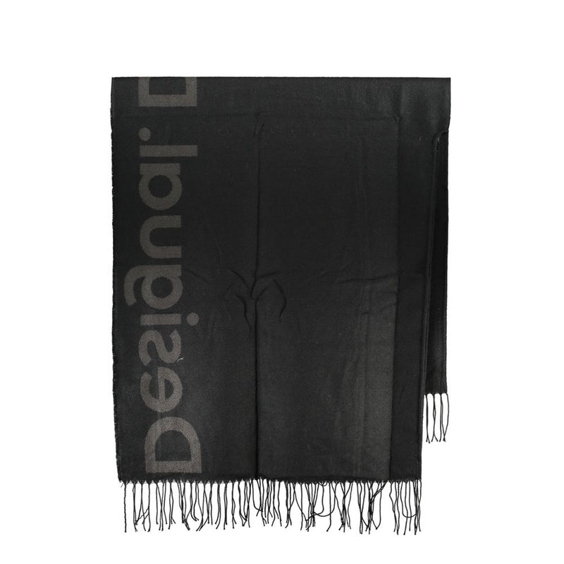 Desigual Chic Contrast Detail Poncho - Timeless Black
