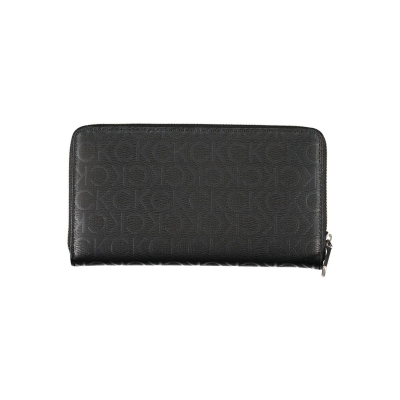 Calvin Klein Sleek Designer Three-Compartment Wallet - Black