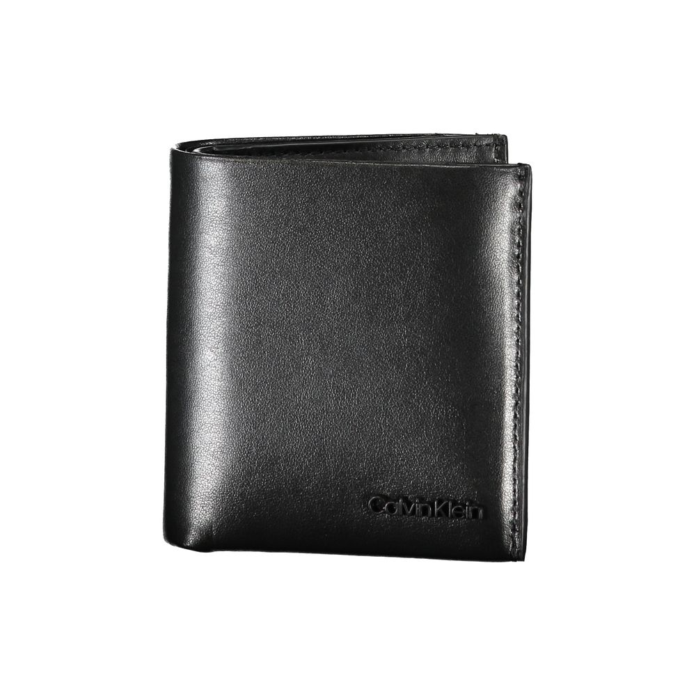 Portefeuille RFID élégant en cuir noir Calvin Klein