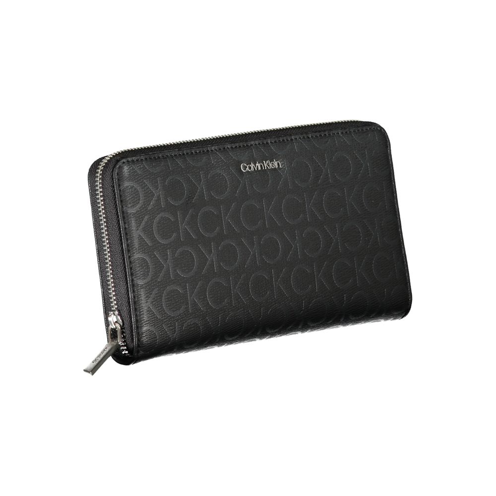 Calvin Klein Sleek Designer Three-Compartment Wallet - Black