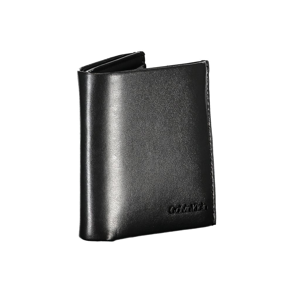 Portefeuille RFID élégant en cuir noir Calvin Klein