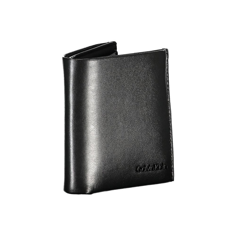 Portefeuille RFID élégant en cuir noir Calvin Klein