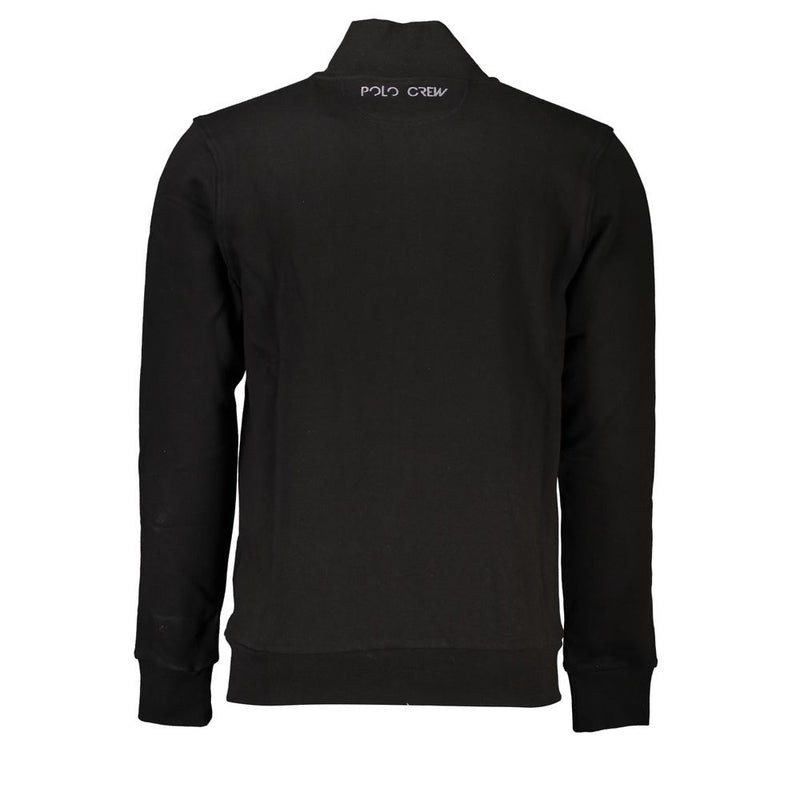 Pull en coton noir La Martina pour homme avec poches centrales et fermeture éclair.