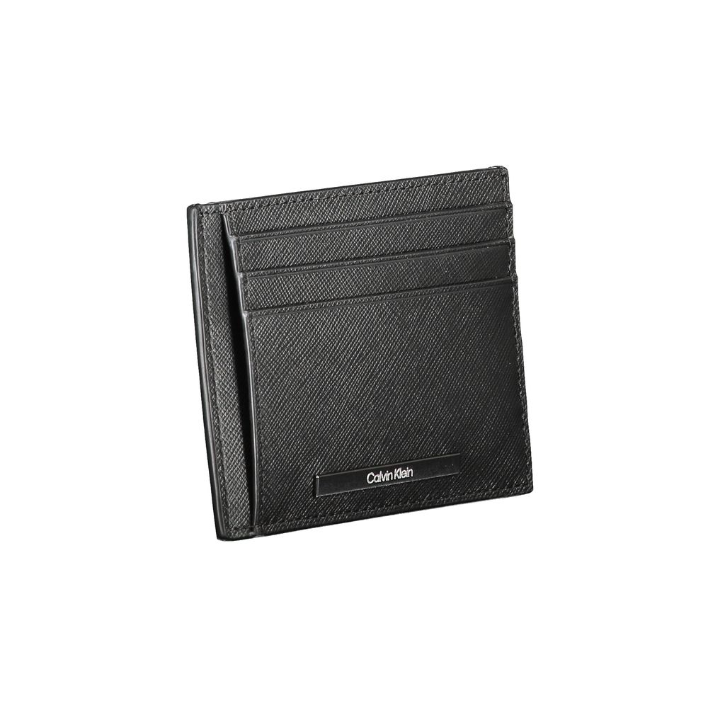 Portefeuille noir en cuir Calvin Klein pour homme