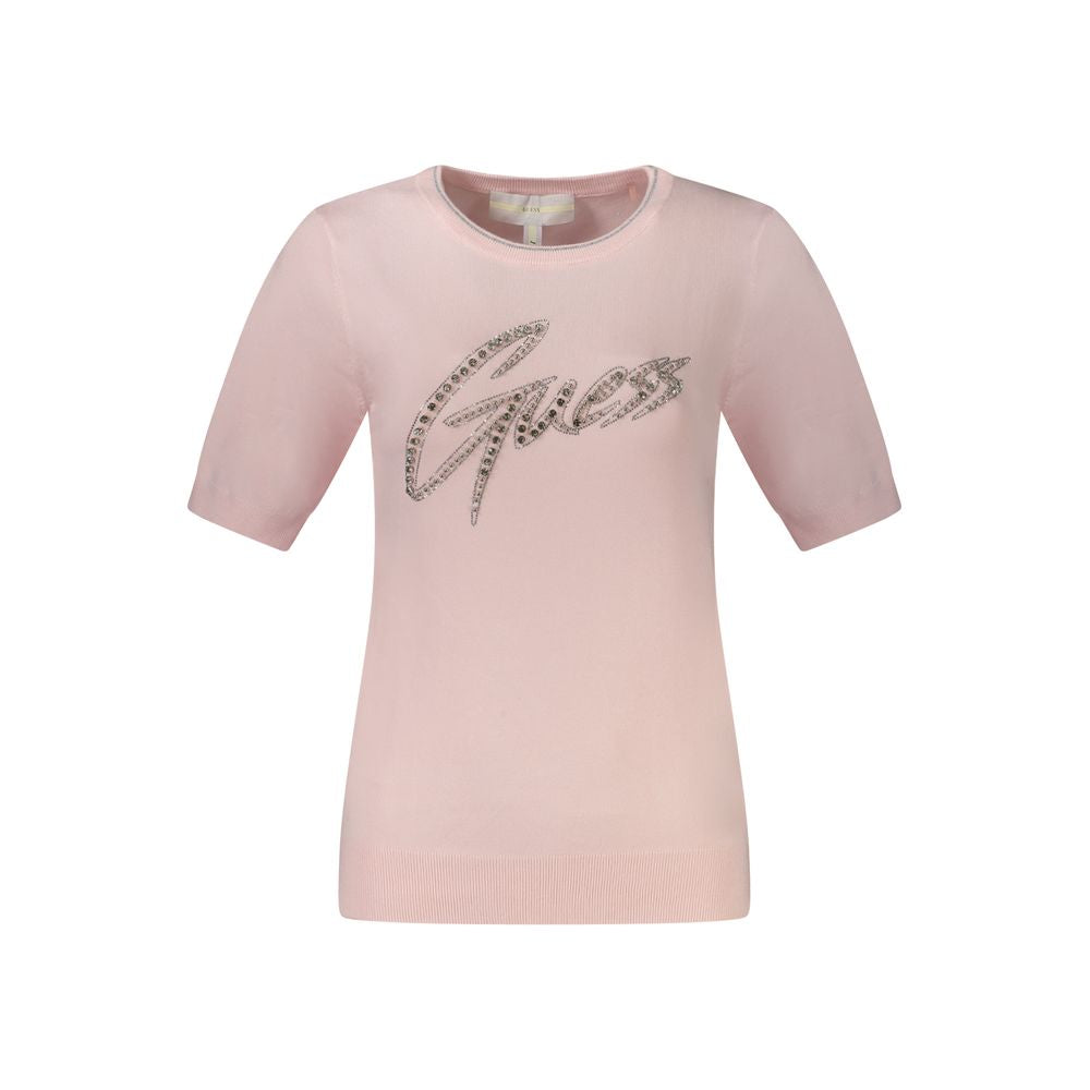 Guess Jeans Pull Femme Rose en Viscose - Chic et Confortable