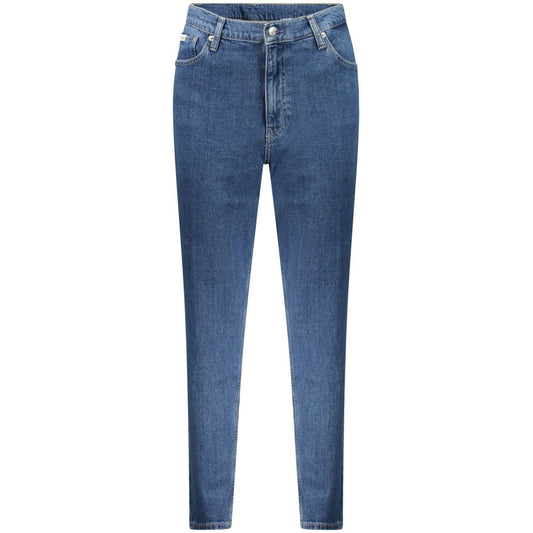 Calvin Klein Blue Cotton Women Jeans - Mom Jeans Style