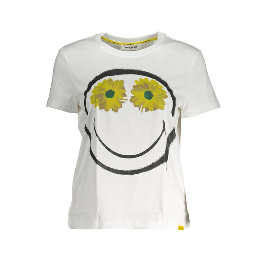 T-shirt blanc en coton pour femme Desigual