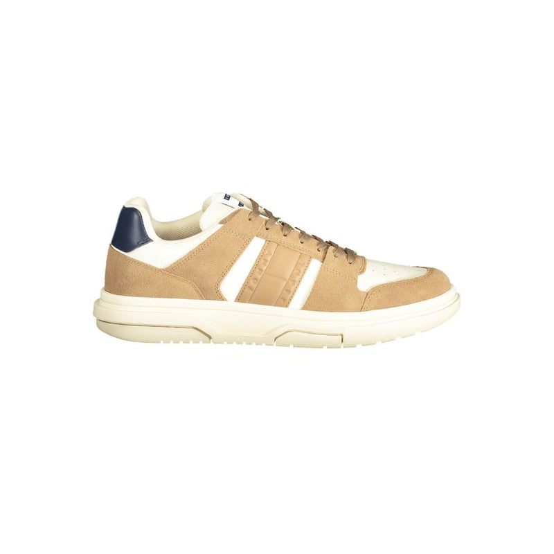 Tommy Hilfiger Sneakers en Cuir Beige pour Hommes - Style Américain Classique