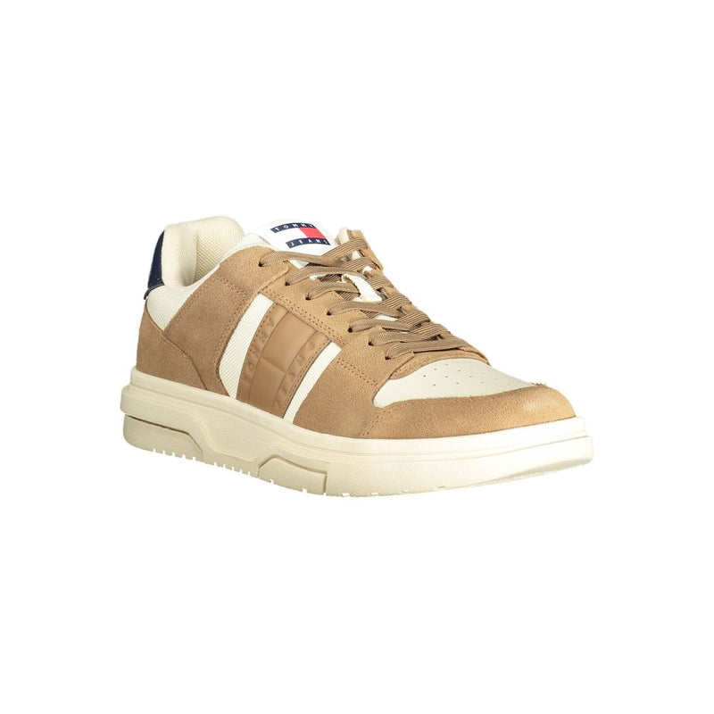 Tommy Hilfiger Sneakers en Cuir Beige pour Hommes - Style Américain Classique