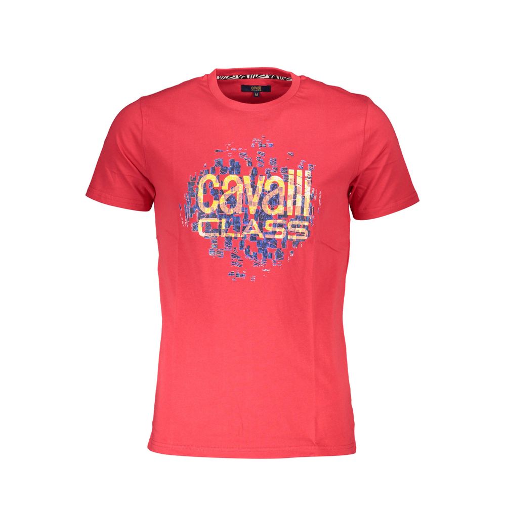T-shirt homme en coton rouge Cavalli Class