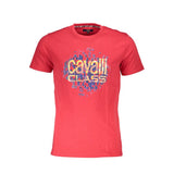 T-shirt homme en coton rouge Cavalli Class