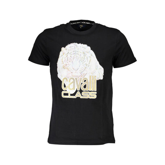 T-shirt homme en coton noir Cavalli Class