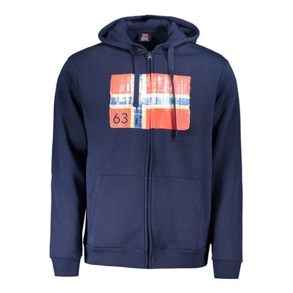 Pull à capuche pour homme en coton bleu, Norvège 1963