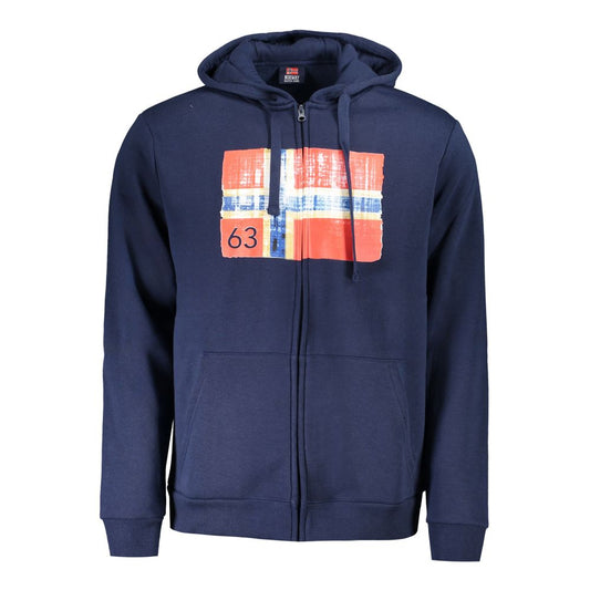 Pull à capuche pour homme en coton bleu, Norvège 1963
