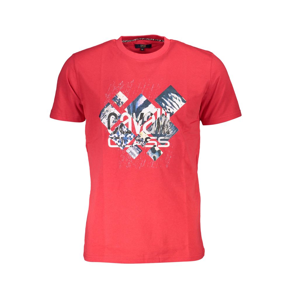T-shirt homme en coton rouge Cavalli Class