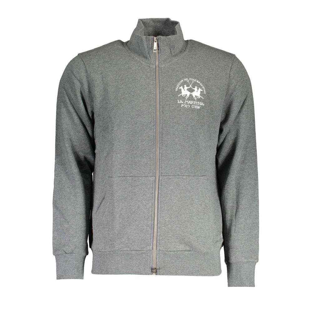 Pull en coton gris La Martina pour homme