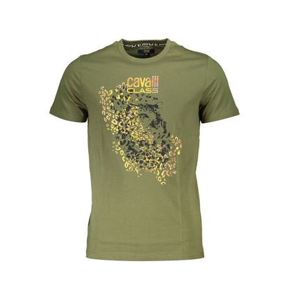 T-shirt homme en coton vert Cavalli Class