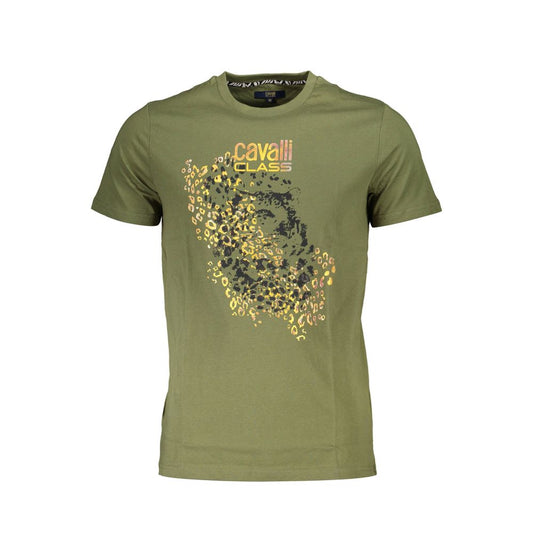 T-shirt homme en coton vert Cavalli Class