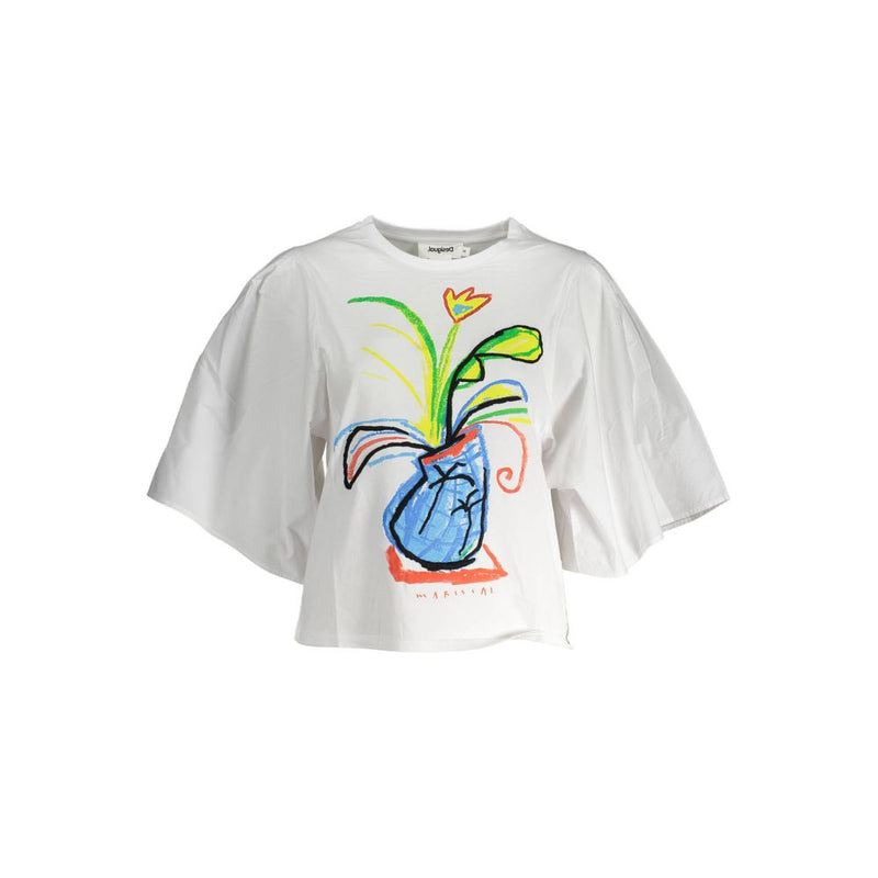 Desigual Top Femme en Coton Blanc - Élégant et Unique