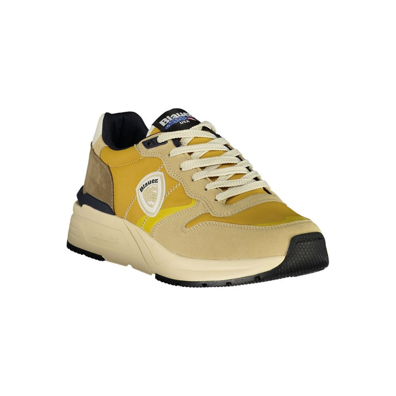 Blauer Beige Polyester Men's Sneaker with Mustard Accents