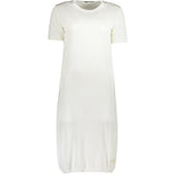 Cavalli Class Robe Blanche en Viscose pour Femme - Élégante à Manches Courtes