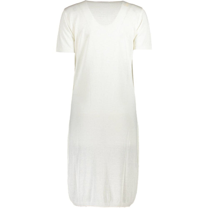 Cavalli Class Robe Blanche en Viscose pour Femme - Élégante à Manches Courtes