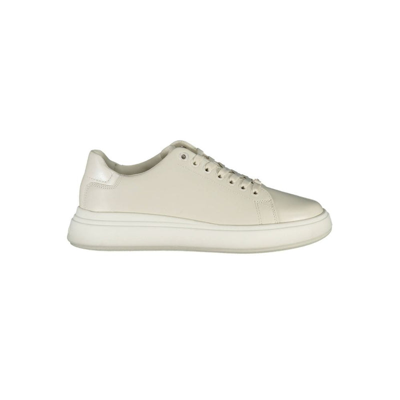 Calvin Klein Beige Leather Women Sneaker - Stylish & Comfortable