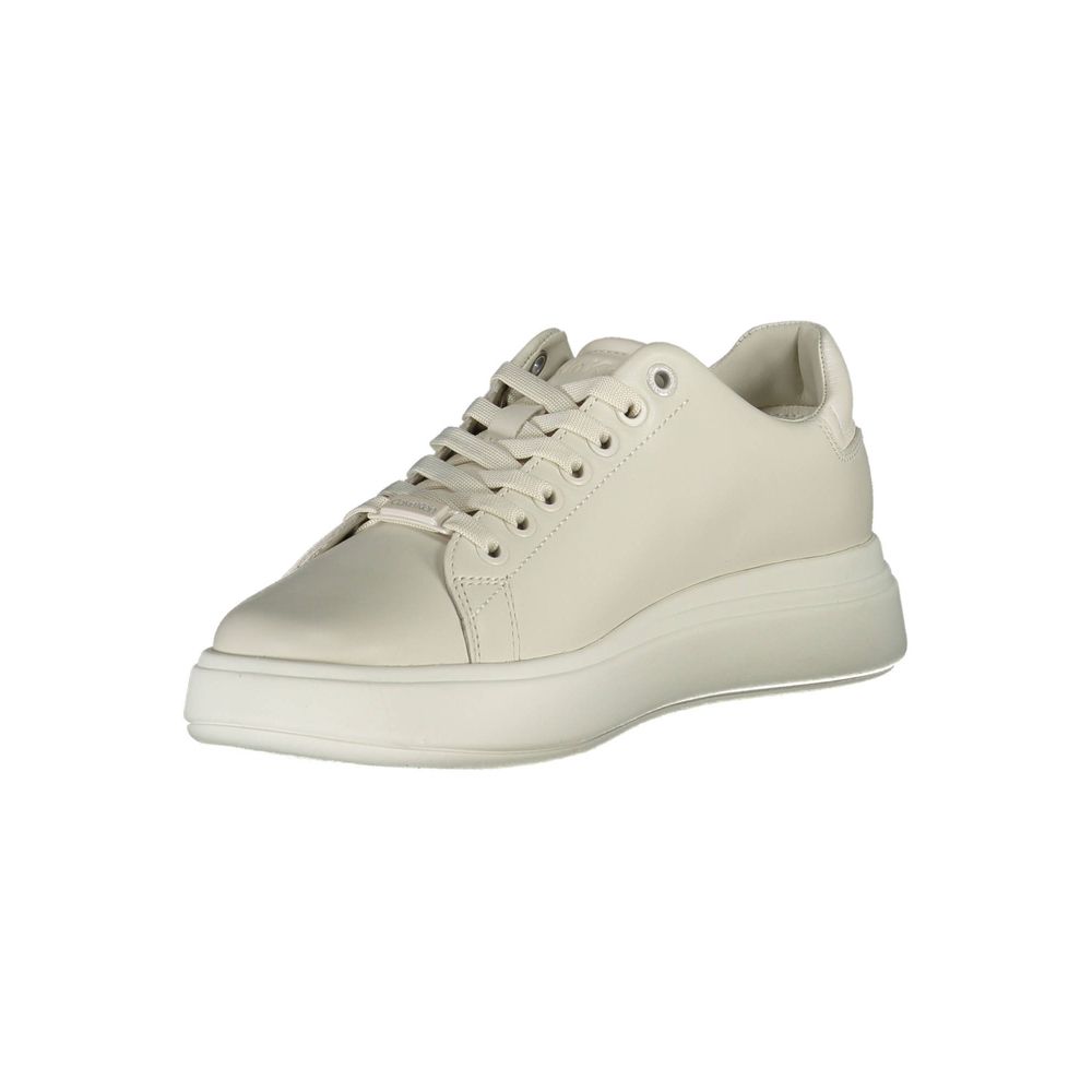 Calvin Klein Beige Leather Women Sneaker - Élégant et Confortable
