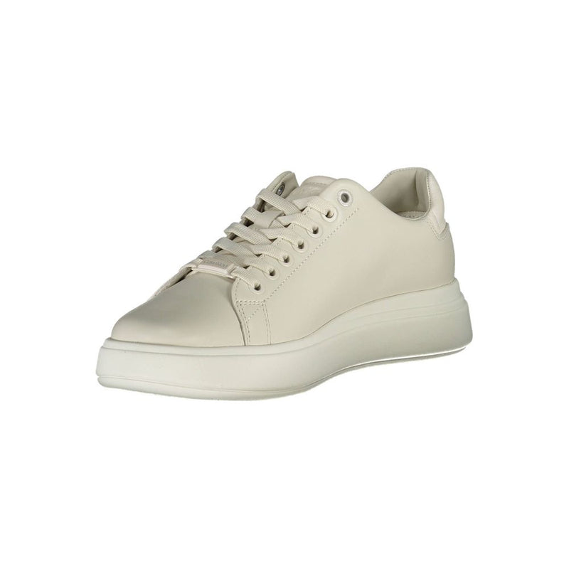 Calvin Klein Beige Leather Women Sneaker - Stylish & Comfortable