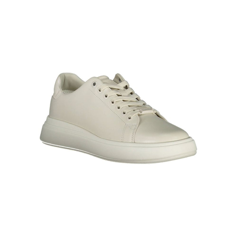 Calvin Klein Beige Leather Women Sneaker - Stylish & Comfortable