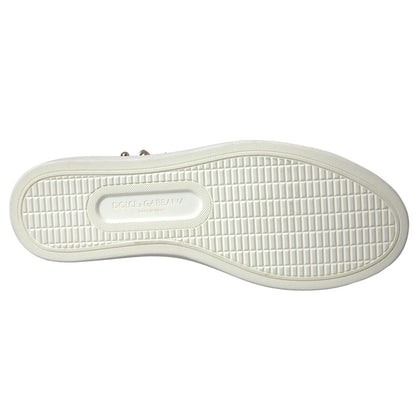 Dolce & Gabbana witte leren sneakers met gouden en rode hartjes