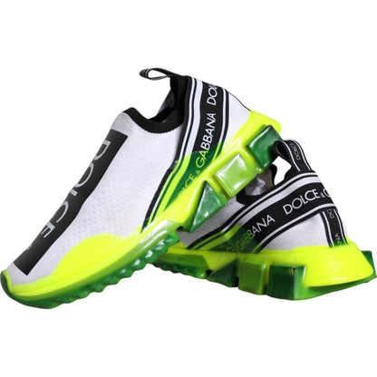 Dolce & Gabbana White Yellow Slip On Sorrento Sneakers Shoes