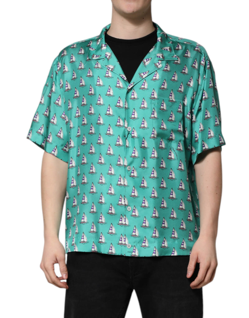 Dolce &amp; Gabbana Groen Geprint T-shirt met Korte Mouwen