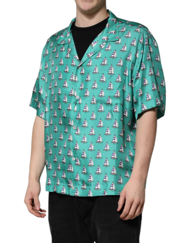 Dolce &amp; Gabbana Groen Geprint T-shirt met Korte Mouwen