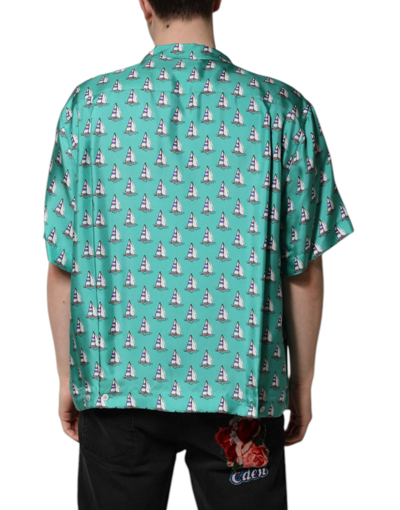 Dolce &amp; Gabbana Groen Geprint T-shirt met Korte Mouwen