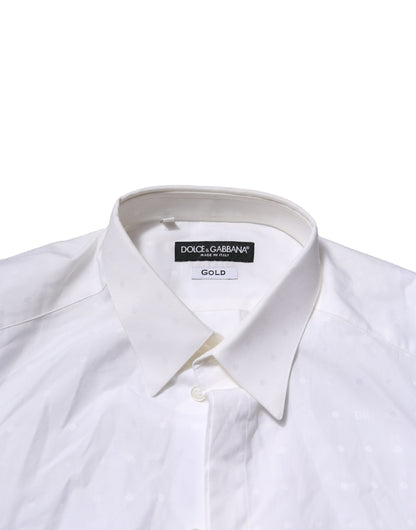 Chemise habillée à manches longues en coton blanc doré de Dolce & Gabbana