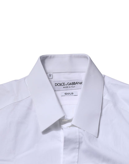 Chemise habillée à manches longues en coton blanc doré de Dolce & Gabbana