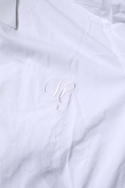 Chemise habillée à manches longues en coton blanc doré de Dolce & Gabbana