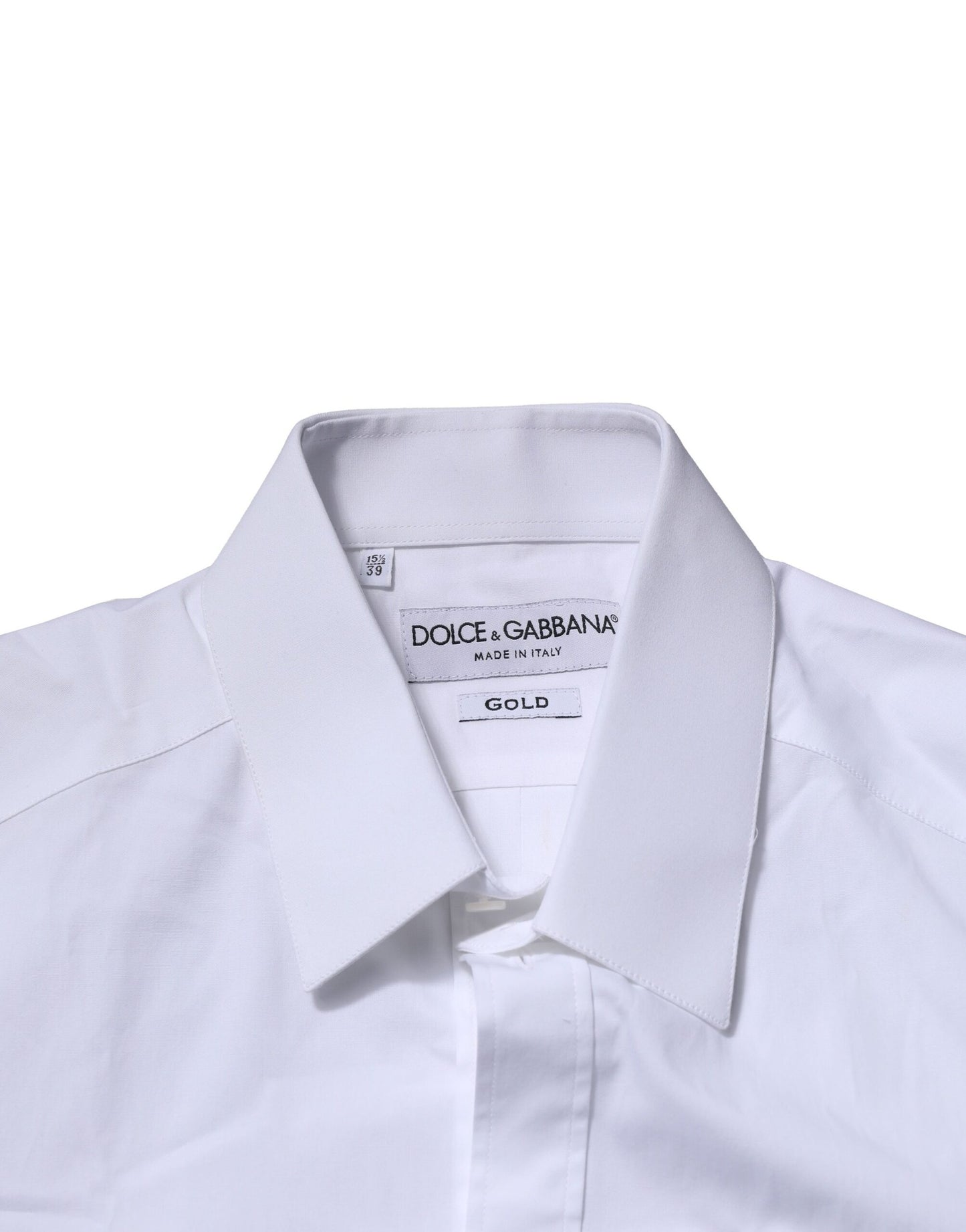 Chemise habillée à manches longues en coton blanc doré de Dolce & Gabbana