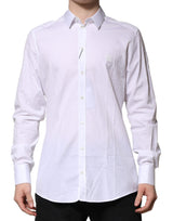 Chemise habillée à manches longues en coton blanc doré de Dolce &amp; Gabbana