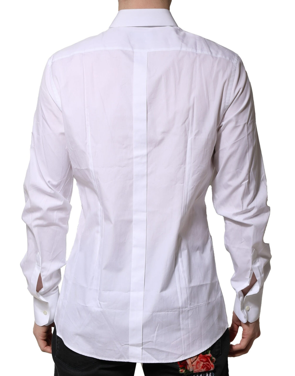 Chemise habillée à manches longues en coton blanc doré de Dolce &amp; Gabbana