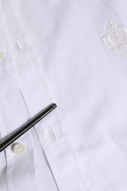 Chemise habillée à manches longues en coton blanc doré de Dolce & Gabbana