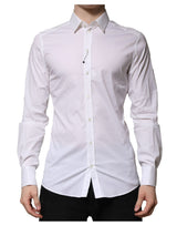 Chemise habillée à manches longues en coton blanc doré de Dolce &amp; Gabbana