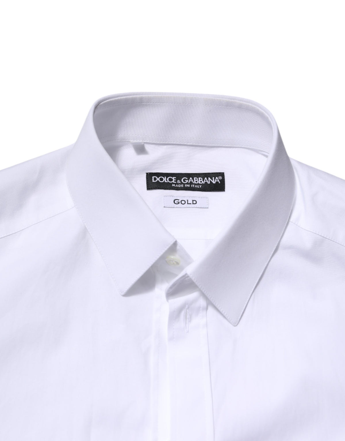 Chemise habillée à manches longues en coton blanc doré de Dolce &amp; Gabbana